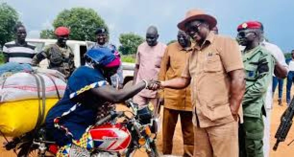 50-year-old Warrap female motorbike rider impresses governor Aleu